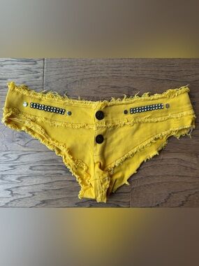 Yellow denim booty shorts